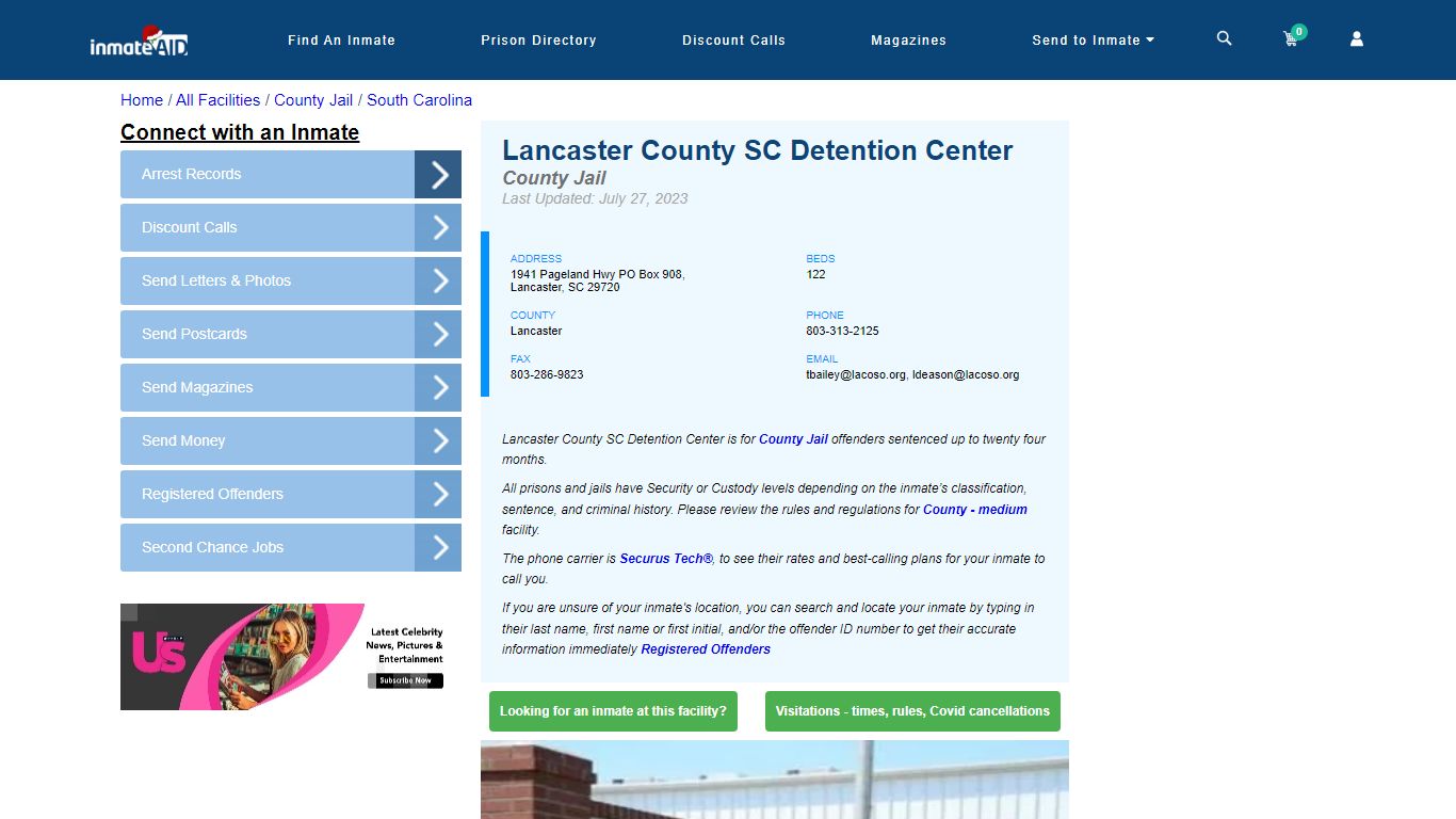 Lancaster County SC Detention Center - Inmate Locator - Lancaster, SC